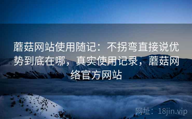 蘑菇网站使用随记：不拐弯直接说优势到底在哪，真实使用记录，蘑菇网络官方网站