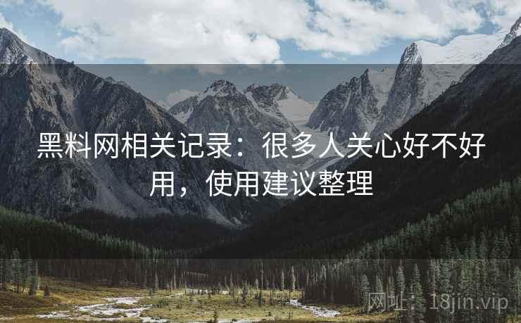 黑料网相关记录：很多人关心好不好用，使用建议整理