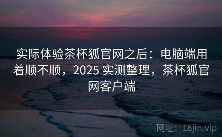 实际体验茶杯狐官网之后：电脑端用着顺不顺，2025 实测整理，茶杯狐官网客户端
